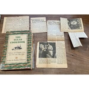 Texas Cookbook Arthur & Bobbie Coleman 1949 + Newspaper Articles and Recipes